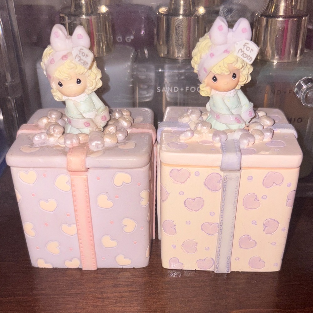 Set of 2 Precious Moments Pastel Heart Gift Boxes